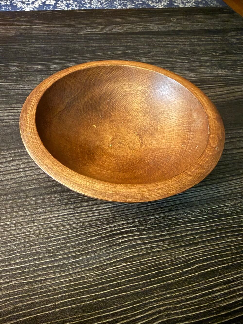 Vintage MCM Woodcroftery Hand Turned Wooden Salad Serving Bowl Boho Chic